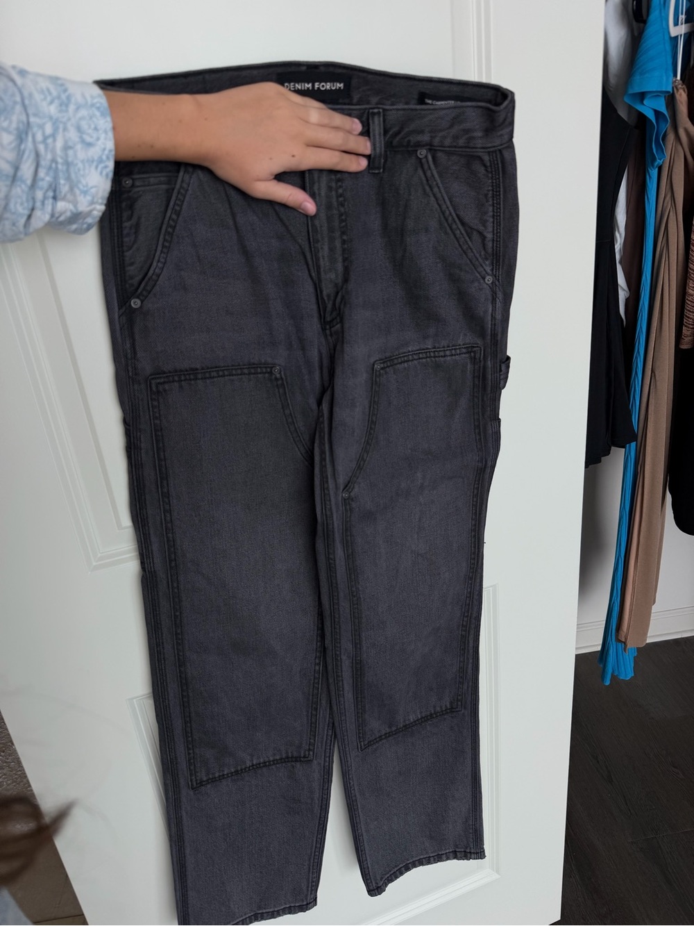 Denim Forum Straight-Leg Black Utility Jeans